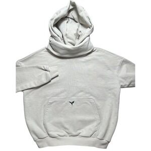 Ditch La  Womens Sz S Masked Hoodie Creme Cotton Biker Hoodie Stone  Heavy-1327